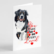 Load image into Gallery viewer, Australian Shepherd Black Tricolor #1 so Loved Greeting Cards -  Blank Note Cards – 8-Pack of Artist-Designed Cards with Envelopes
