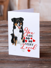 Load image into Gallery viewer, Australian Shepherd Black Tricolor #3 so Loved Greeting Cards -  Blank Note Cards – 8-Pack of Artist-Designed Cards with Envelopes
