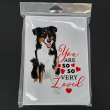 Load image into Gallery viewer, Australian Shepherd Black Tricolor #3 so Loved Greeting Cards -  Blank Note Cards – 8-Pack of Artist-Designed Cards with Envelopes