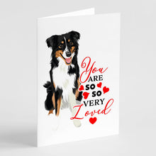 Load image into Gallery viewer, Australian Shepherd Black Tricolor #3 so Loved Greeting Cards -  Blank Note Cards – 8-Pack of Artist-Designed Cards with Envelopes