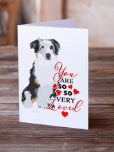 Load image into Gallery viewer, Australian Shepherd Blue Merle #1 so Loved Greeting Cards -  Blank Note Cards – 8-Pack of Artist-Designed Cards with Envelopes