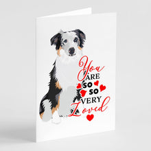 Load image into Gallery viewer, Australian Shepherd Blue Merle #1 so Loved Greeting Cards -  Blank Note Cards – 8-Pack of Artist-Designed Cards with Envelopes