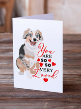 Load image into Gallery viewer, Australian Shepherd Blue Merle Puppy #1 so Loved Greeting Cards -  Blank Note Cards – 8-Pack of Artist-Designed Cards with Envelopes