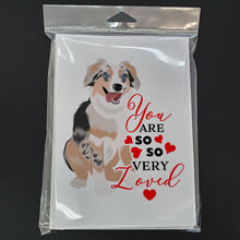 Load image into Gallery viewer, Australian Shepherd Blue Merle Puppy #1 so Loved Greeting Cards -  Blank Note Cards – 8-Pack of Artist-Designed Cards with Envelopes