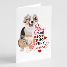 Load image into Gallery viewer, Australian Shepherd Blue Merle Puppy #1 so Loved Greeting Cards -  Blank Note Cards – 8-Pack of Artist-Designed Cards with Envelopes