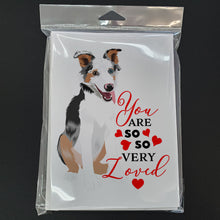 Load image into Gallery viewer, Australian Shepherd Blue Merle Puppy #2 so Loved Greeting Cards -  Blank Note Cards – 8-Pack of Artist-Designed Cards with Envelopes