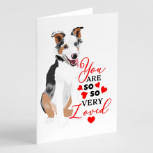 Load image into Gallery viewer, Australian Shepherd Blue Merle Puppy #2 so Loved Greeting Cards -  Blank Note Cards – 8-Pack of Artist-Designed Cards with Envelopes
