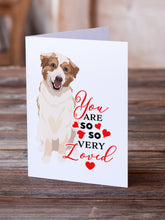 Load image into Gallery viewer, Australian Shepherd Red and White #1 so Loved Greeting Cards -  Blank Note Cards – 8-Pack of Artist-Designed Cards with Envelopes