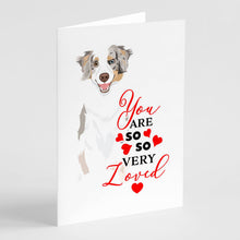 Load image into Gallery viewer, Australian Shepherd Red Merle Tricolor #1 so Loved Greeting Cards -  Blank Note Cards – 8-Pack of Artist-Designed Cards with Envelopes