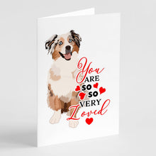 Load image into Gallery viewer, Australian Shepherd Red Merle Tricolor #2 so Loved Greeting Cards -  Blank Note Cards – 8-Pack of Artist-Designed Cards with Envelopes