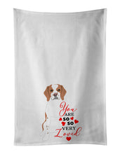 Load image into Gallery viewer, Beagle Red and White Red Ticked #1 so Loved White Kitchen Towel Set of 2