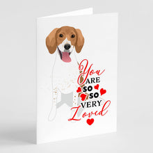 Load image into Gallery viewer, Beagle Red and White Red Ticked #2 so Loved Greeting Cards -  Blank Note Cards – 8-Pack of Artist-Designed Cards with Envelopes