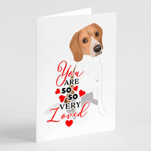 Load image into Gallery viewer, Beagle Red and White Red Ticked #3 so Loved Greeting Cards -  Blank Note Cards – 8-Pack of Artist-Designed Cards with Envelopes
