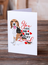 Load image into Gallery viewer, Beagle Tricolor Red Ticked #1 so Loved Greeting Cards -  Blank Note Cards – 8-Pack of Artist-Designed Cards with Envelopes