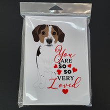 Load image into Gallery viewer, Beagle Tricolor Ticked so Loved Greeting Cards -  Blank Note Cards – 8-Pack of Artist-Designed Cards with Envelopes