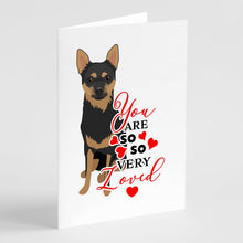 Load image into Gallery viewer, Chihuahua Black and Tan #1 so Loved Greeting Cards -  Blank Note Cards – 8-Pack of Artist-Designed Cards with Envelopes