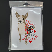 Load image into Gallery viewer, Chihuahua Silver and Tan so Loved Greeting Cards -  Blank Note Cards – 8-Pack of Artist-Designed Cards with Envelopes