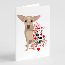 Load image into Gallery viewer, Chihuahua Silver so Loved Greeting Cards -  Blank Note Cards – 8-Pack of Artist-Designed Cards with Envelopes