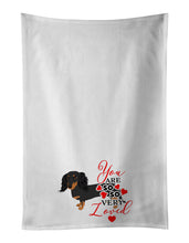 Load image into Gallery viewer, Dachshund Black and Tan #2 so Loved White Kitchen Towel Set of 2