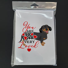 Load image into Gallery viewer, Dachshund Black and Tan #3 so Loved Greeting Cards -  Blank Note Cards – 8-Pack of Artist-Designed Cards with Envelopes