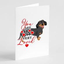 Load image into Gallery viewer, Dachshund Black and Tan #3 so Loved Greeting Cards -  Blank Note Cards – 8-Pack of Artist-Designed Cards with Envelopes