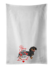 Load image into Gallery viewer, Dachshund Black and Tan #3 so Loved White Kitchen Towel Set of 2