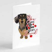 Load image into Gallery viewer, Dachshund Black and Tan #4 so Loved Greeting Cards -  Blank Note Cards – 8-Pack of Artist-Designed Cards with Envelopes