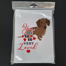 Load image into Gallery viewer, Dachshund Chocolate so Loved Greeting Cards -  Blank Note Cards – 8-Pack of Artist-Designed Cards with Envelopes