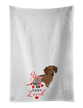 Load image into Gallery viewer, Dachshund Chocolate so Loved White Kitchen Towel Set of 2