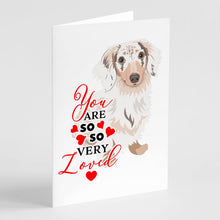 Load image into Gallery viewer, Dachshund Dapple #2 so Loved Greeting Cards -  Blank Note Cards – 8-Pack of Artist-Designed Cards with Envelopes