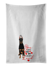 Load image into Gallery viewer, Doberman Pinscher Black and Rust Ears Cropped so Loved White Kitchen Towel Set of 2