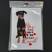 Load image into Gallery viewer, Doberman Pinscher Black and Rust Natural Ears #1  so Loved Greeting Cards -  Blank Note Cards – 8-Pack of Artist-Designed Cards with Envelopes