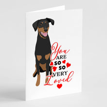 Load image into Gallery viewer, Doberman Pinscher Black and Rust Natural Ears #1  so Loved Greeting Cards -  Blank Note Cards – 8-Pack of Artist-Designed Cards with Envelopes