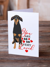 Load image into Gallery viewer, Doberman Pinscher Black and Rust Natural Ears #2 so Loved Greeting Cards -  Blank Note Cards – 8-Pack of Artist-Designed Cards with Envelopes