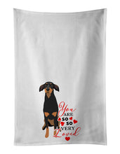 Load image into Gallery viewer, Doberman Pinscher Black and Rust Natural Ears #2 so Loved White Kitchen Towel Set of 2
