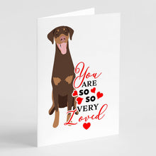 Load image into Gallery viewer, Doberman Pinscher Red and Rust Natural Ears #1 so Loved Greeting Cards -  Blank Note Cards – 8-Pack of Artist-Designed Cards with Envelopes