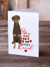 Load image into Gallery viewer, Doberman Pinscher Red and Rust Natural Ears #2 so Loved Greeting Cards -  Blank Note Cards – 8-Pack of Artist-Designed Cards with Envelopes