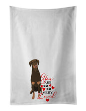 Load image into Gallery viewer, Doberman Pinscher Red and Rust Natural Ears #2 so Loved White Kitchen Towel Set of 2