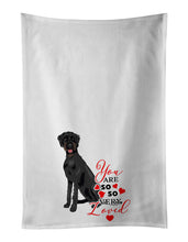 Load image into Gallery viewer, Doodle Black and Tan so Loved White Kitchen Towel Set of 2