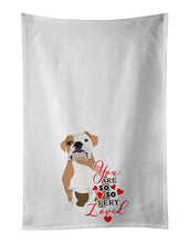 Load image into Gallery viewer, English Bulldog Fawn and White so Loved White Kitchen Towel Set of 2