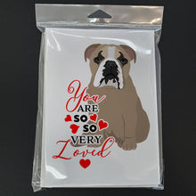 Load image into Gallery viewer, English Bulldog Lilac Tricolor so Loved Greeting Cards -  Blank Note Cards – 8-Pack of Artist-Designed Cards with Envelopes
