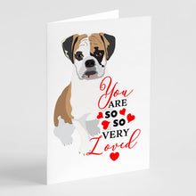 Load image into Gallery viewer, English Bulldog Tricolor #2 so Loved Greeting Cards -  Blank Note Cards – 8-Pack of Artist-Designed Cards with Envelopes
