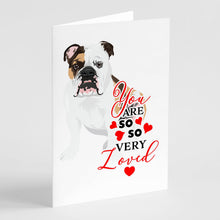 Load image into Gallery viewer, English Bulldog Tricolor #3 so Loved Greeting Cards -  Blank Note Cards – 8-Pack of Artist-Designed Cards with Envelopes