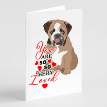 Load image into Gallery viewer, English Bulldog Tricolor #4 so Loved Greeting Cards -  Blank Note Cards – 8-Pack of Artist-Designed Cards with Envelopes