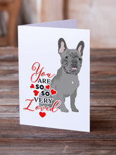 Load image into Gallery viewer, French Bulldog Blue so Loved Greeting Cards -  Blank Note Cards – 8-Pack of Artist-Designed Cards with Envelopes