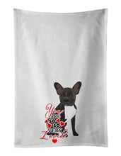 Load image into Gallery viewer, French Bulldog Brindle #2 so Loved White Kitchen Towel Set of 2