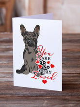 Load image into Gallery viewer, French Bulldog Chocolate so Loved Greeting Cards -  Blank Note Cards – 8-Pack of Artist-Designed Cards with Envelopes