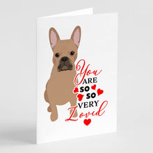 Load image into Gallery viewer, French Bulldog Cream so Loved Greeting Cards -  Blank Note Cards – 8-Pack of Artist-Designed Cards with Envelopes