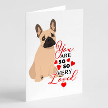 Load image into Gallery viewer, French Bulldog Fawn #1 so Loved Greeting Cards -  Blank Note Cards – 8-Pack of Artist-Designed Cards with Envelopes