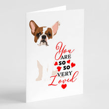 Load image into Gallery viewer, French Bulldog White #2 so Loved Greeting Cards -  Blank Note Cards – 8-Pack of Artist-Designed Cards with Envelopes